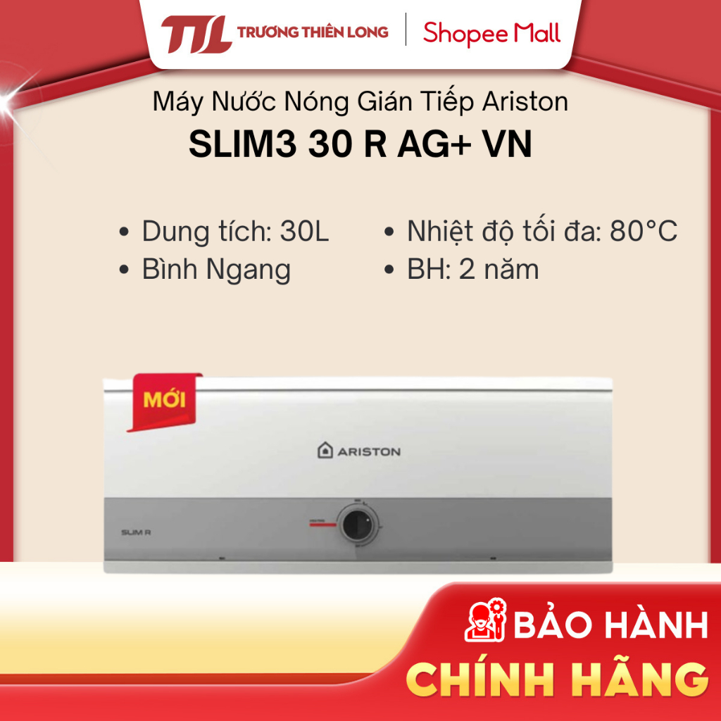 SLIM3 30 R AG+ VN - Máy Nước Nóng Gián Tiếp 30 Lít Ariston SLIM3 30 R AG+ VN [FREESHIP HCM]