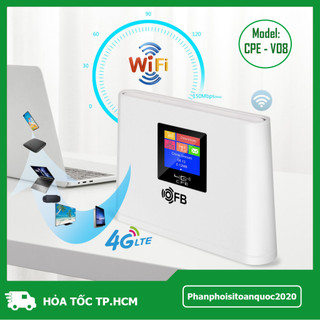 Router Wifi 4G LTE FB CPE-V08 – Tốc Độ 300Mbps, Hỗ Trợ Sim 4G, 2 Cổng LAN, Hỗ Trợ Đến 32 User