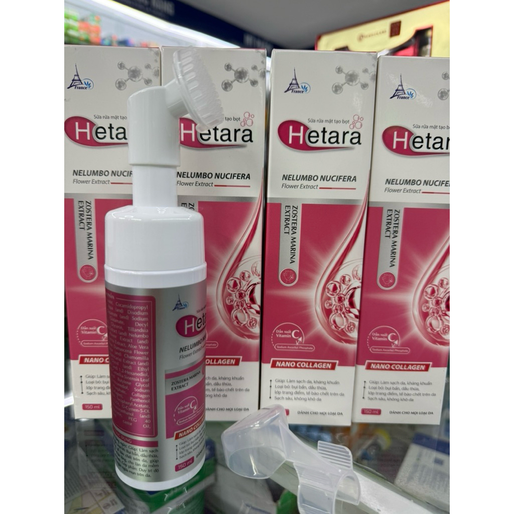 HETARA (Sữa rửa mặt tạo bọt, kèm đầu bàn chải siêu mềm cho da mặt)  Lọ 150ml