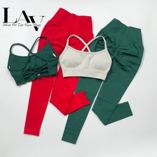  Set đồ tập quần dài legging chun mông áo bra đan lưng MITAO mix set - LAV Activewear 