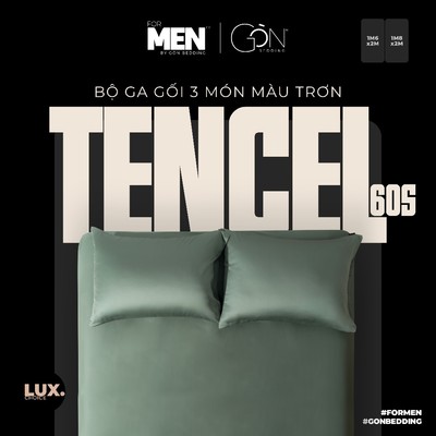 [For Men] Bộ Ga Gối 3 Món Gòn Bedding for Men Lụa Tencel 60s Màu Trơn 1m6x2m - 1m8x2m