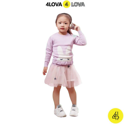 Áo len dài tay 4LOVA giữ nhiệt họa tiết độc đáo cho bé gái từ 1 đến 6 tuổi