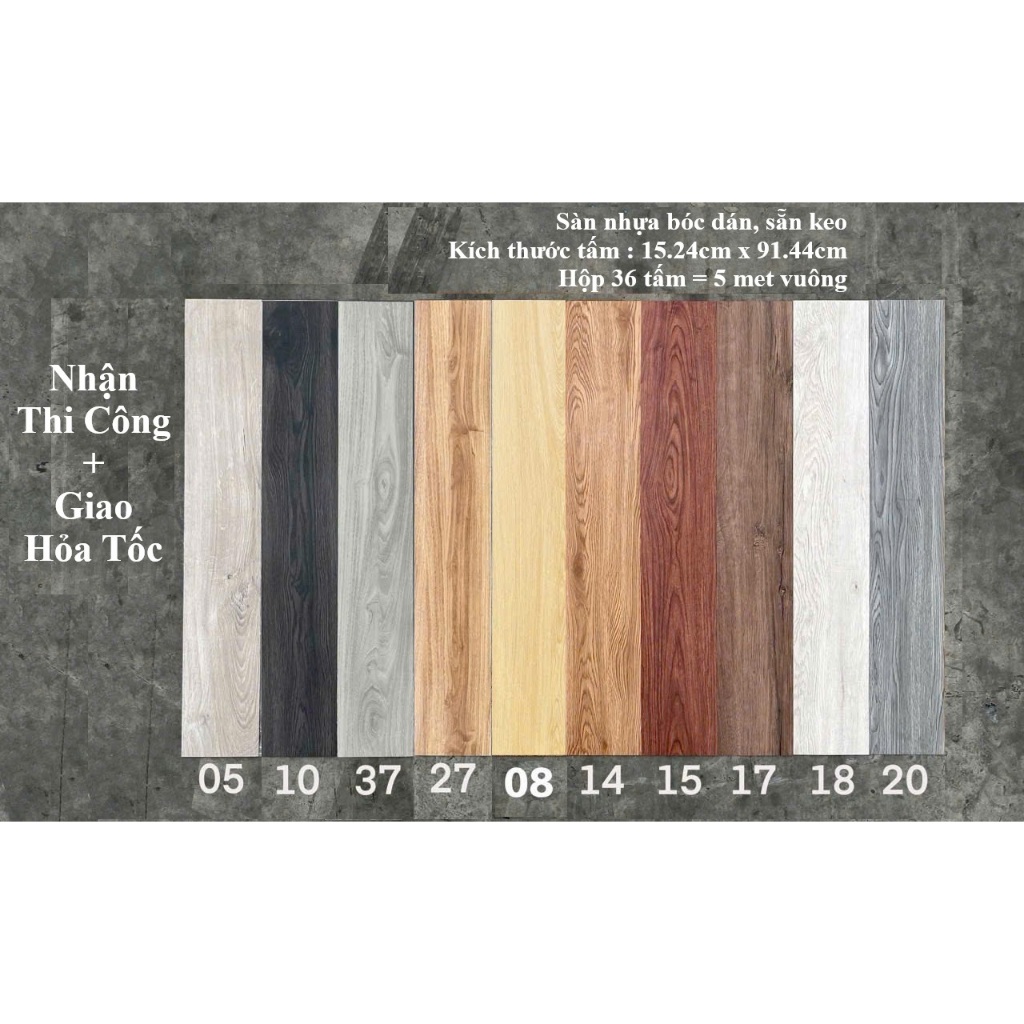 (hỏa tốc) 7 tấm, Sàn nhựa giả gỗ, 91,44x15,24cm, Tấm dán sàn giả gỗ, PVC vinyl floor