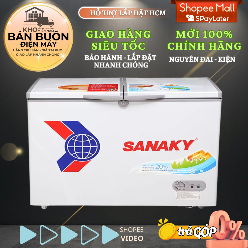 Tủ đông Sanaky VH-4099A1 – 400L, 1 ngăn đông, 2 cánh mở, dàn lạnh đồng | VH4099A1