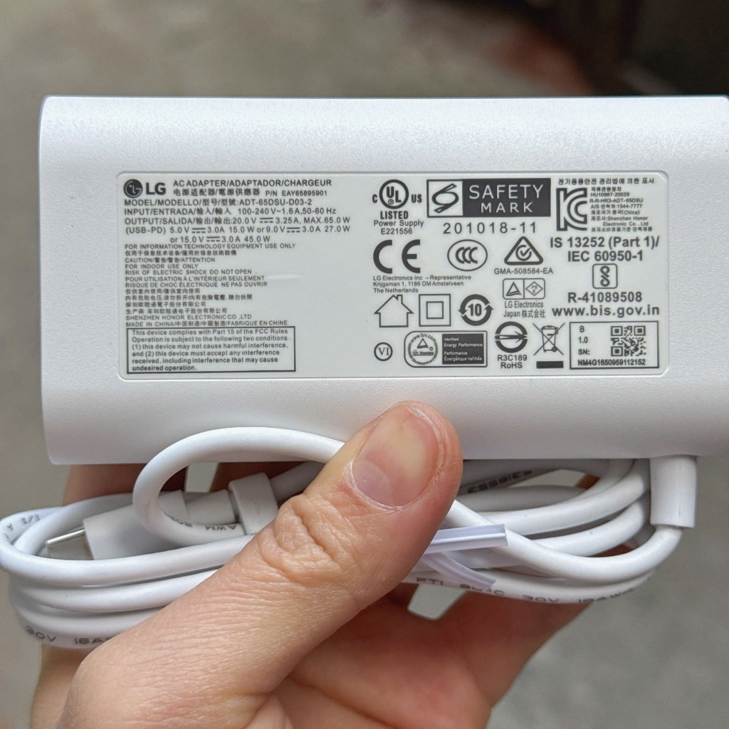 Adapter sạc Laptop LG Gram 2021 17Z90P-G.AH76A5,16Z90P-G.AH75A5 zin bóc máy