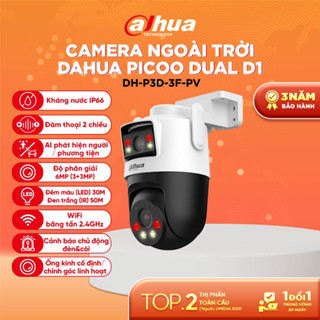Camera wifi 2 mắt ngoài trời Dahua P3D-3F-PV / P5D-5F-PV (6MP/10MP) đàm thoại 2 chiều và báo động xâm nhập