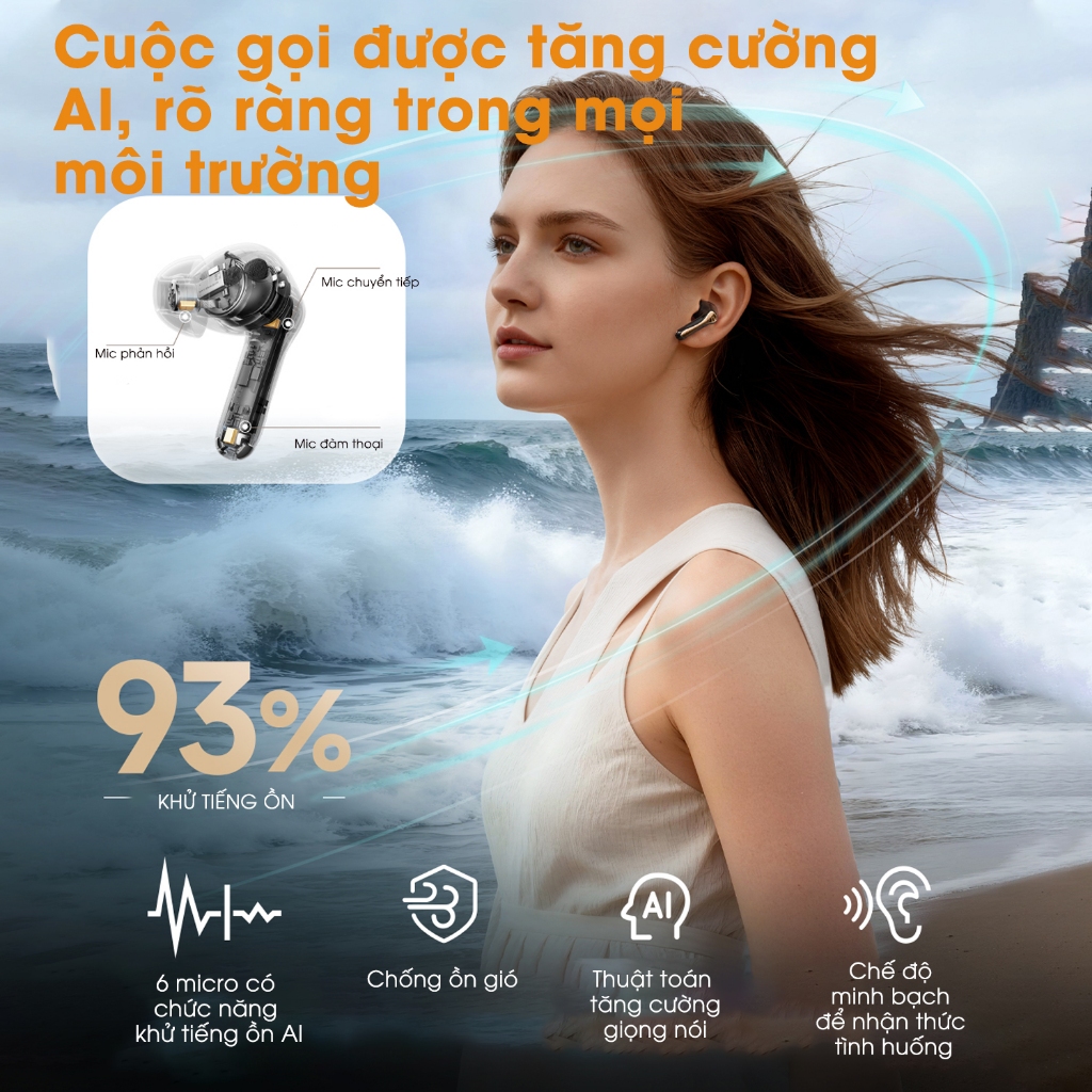 Tai nghe True Wireless SoundPEATS Air5 Pro+ Adaptive ANC 55dB | Loa Kép xMEMS | Bộ Đôi Hires LDAC APTX | Bluetooth 5.4 | BigBuy360 - bigbuy360.vn