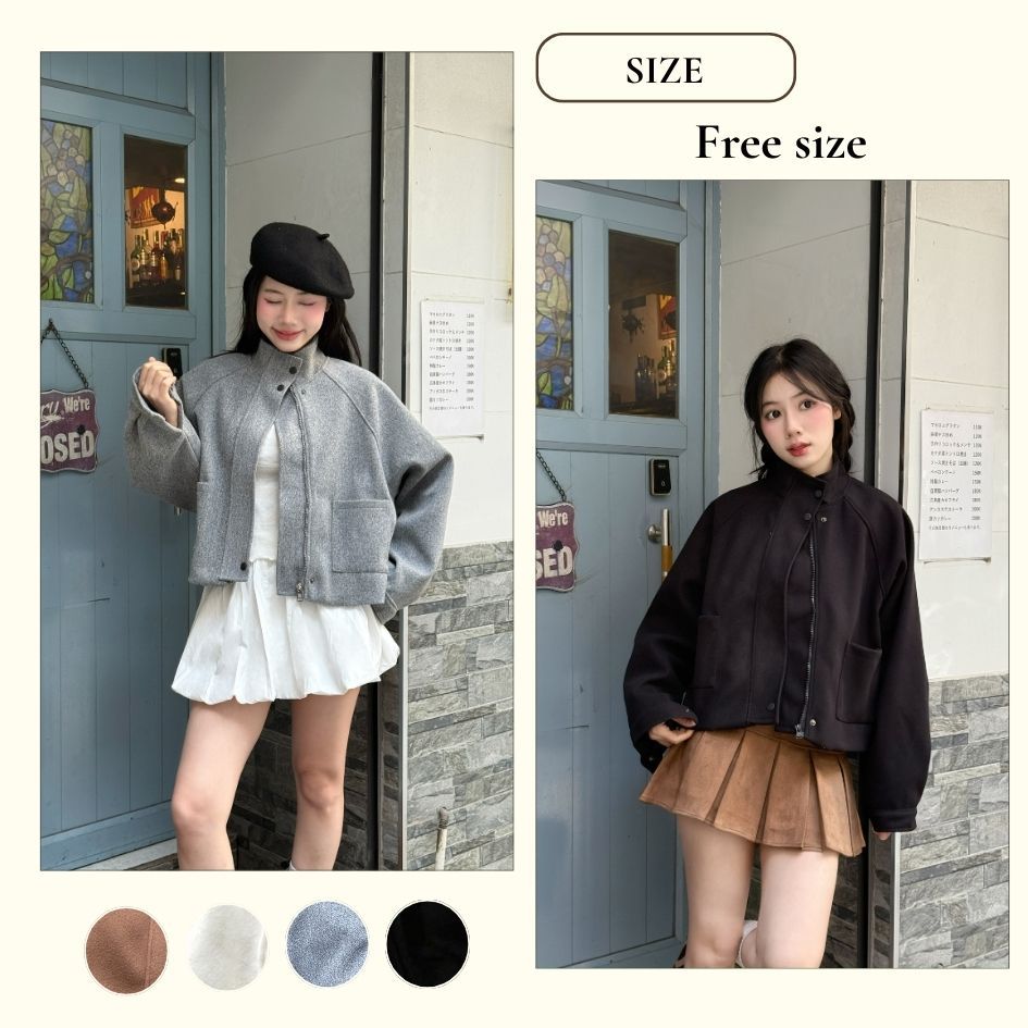 Áo khoác dạ ép 2 lớp cổ dựng form dáng rộng - 29feb.closet - A578 | BigBuy360 - bigbuy360.vn