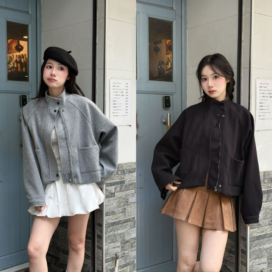 Áo khoác dạ ép 2 lớp cổ dựng form dáng rộng - 29feb.closet - A578 | BigBuy360 - bigbuy360.vn