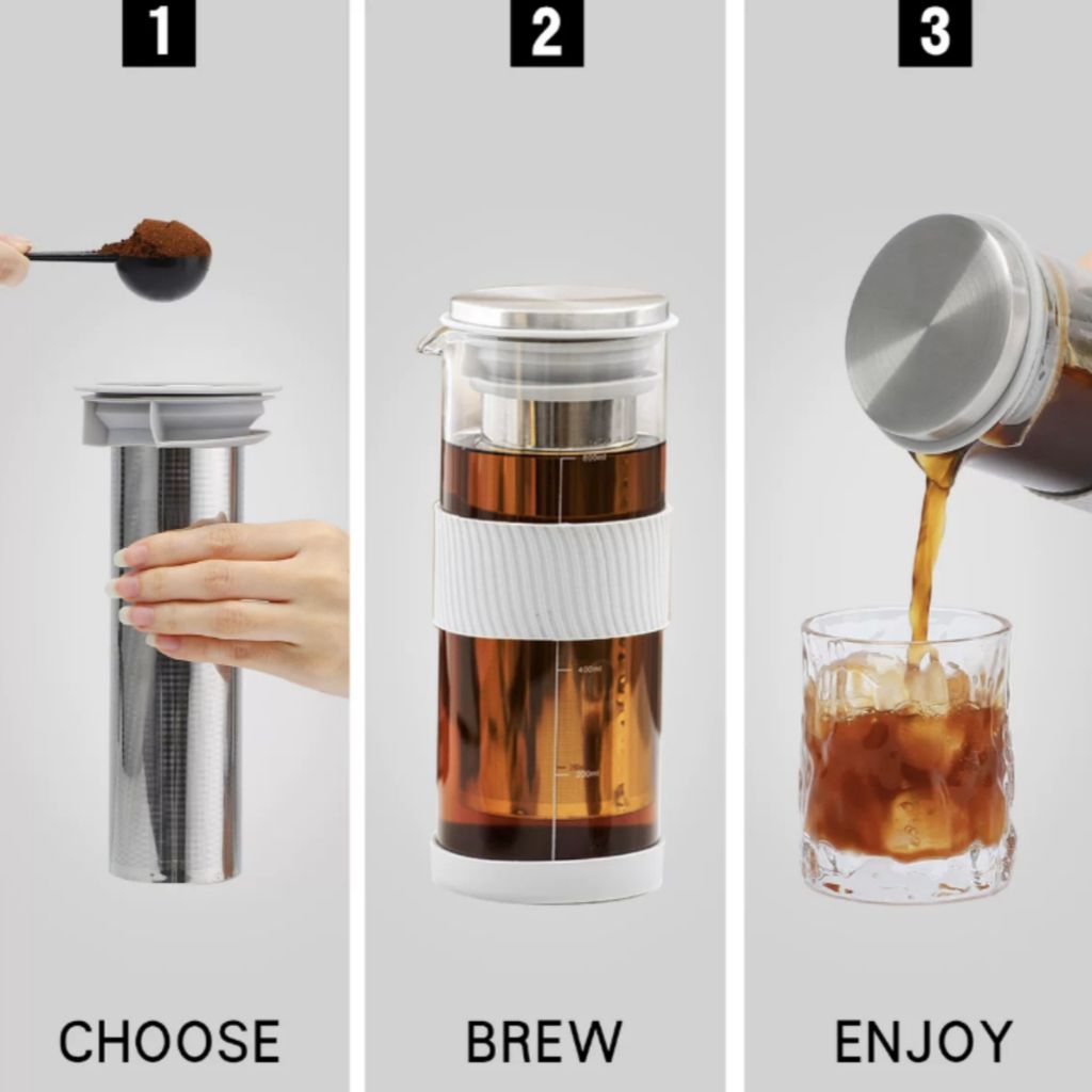 Bình Ủ Lạnh Cafe Cold Brew 800ML, Bình Pha coffe Cold Brew thủy tinh trong Chịu Nhiệt