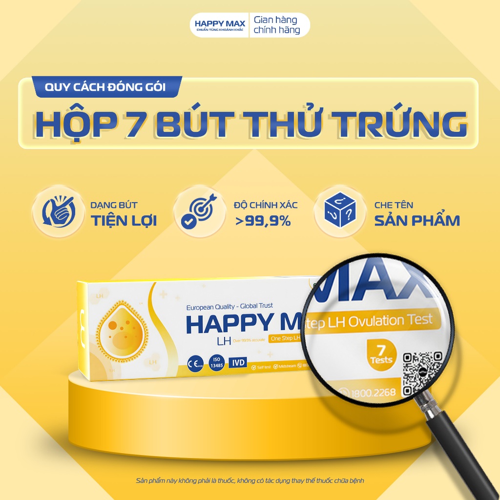 [FAMAX] Hộp 7 Bút Thử Rụng Trứng LH HAPPYMAX Canh Ngày Rụng Trứng Chuẩn, Chính Xác 99,9%
