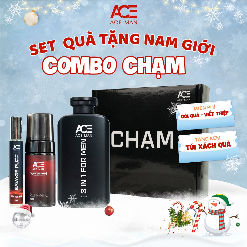 Combo Chạm ACEMAN - set quà tặng cho nam giới, quà tặng bạn trai ý nghĩa tặng kèm túi xách và thiệp