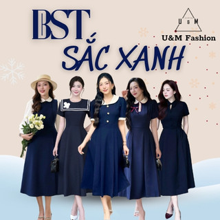  {BST SẮC XANH  Váy đầm nữ công sở xanh than thiết kế cao cấp có BIgsize U&M đi làm đi tiệc đi chơi 