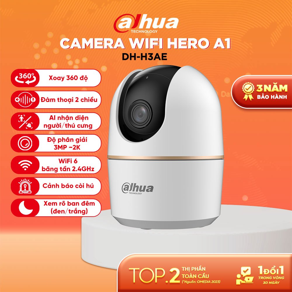Camera IP Wifi Dahua Trong Nhà Hero A1 H3AE/H4AE/H5AE Quay 360 Độ Đàm Thoại 2 Chiều Và Cảnh Báo Âm T