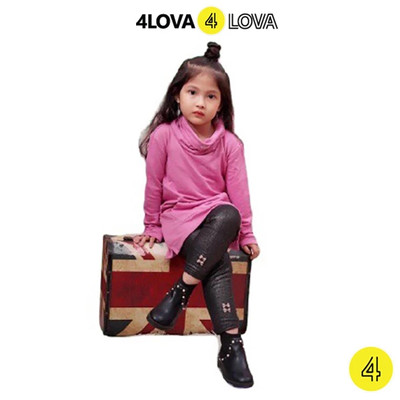 Combo 02 Áo thun bé gái 4LOVA chất liệu nỉ cổ cao dáng dài giữ nhiệt kiểu dáng xinh xắn