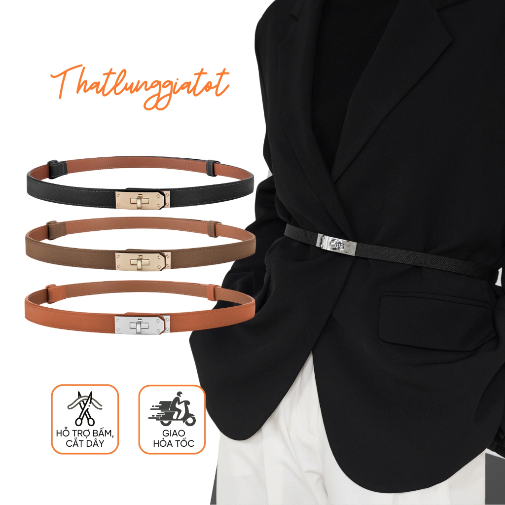 Thắt lưng nữ bản nhỏ thanh lịch, đai váy đơn giản phối đầm, belt vest 1.8cm DV116- Thắt Lưng Giá Tốt