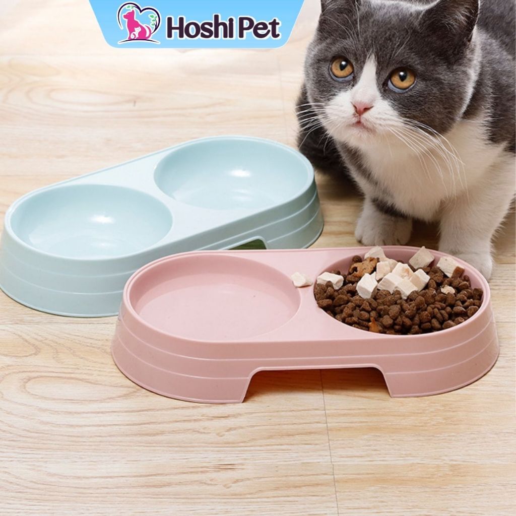 Bát ăn cho chó mèo 2 ngăn bằng nhựa Hoshi Pet BA17