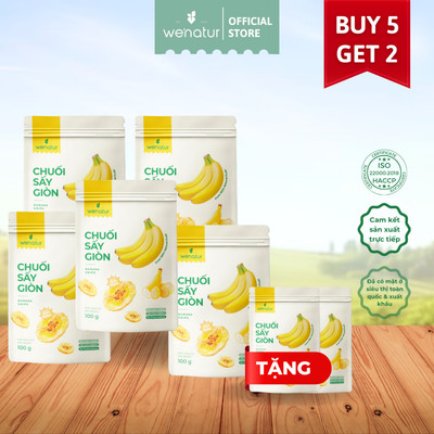 [MUA 5 TẶNG 2] Combo 5 Chuối Sấy Giòn Không Đường we'natur 100g (Tặng 2 Chuối Giòn 100g)