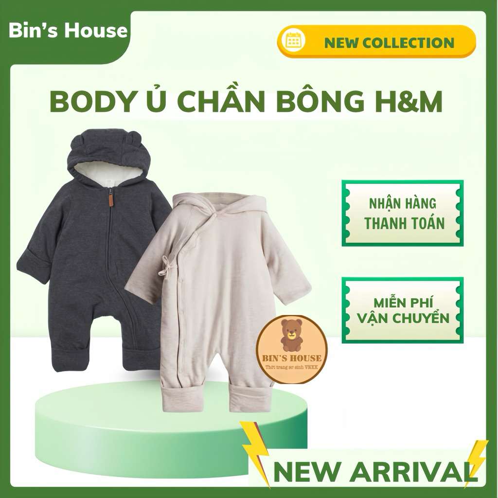 Body ủ gấu H&M sz 0-9m form to