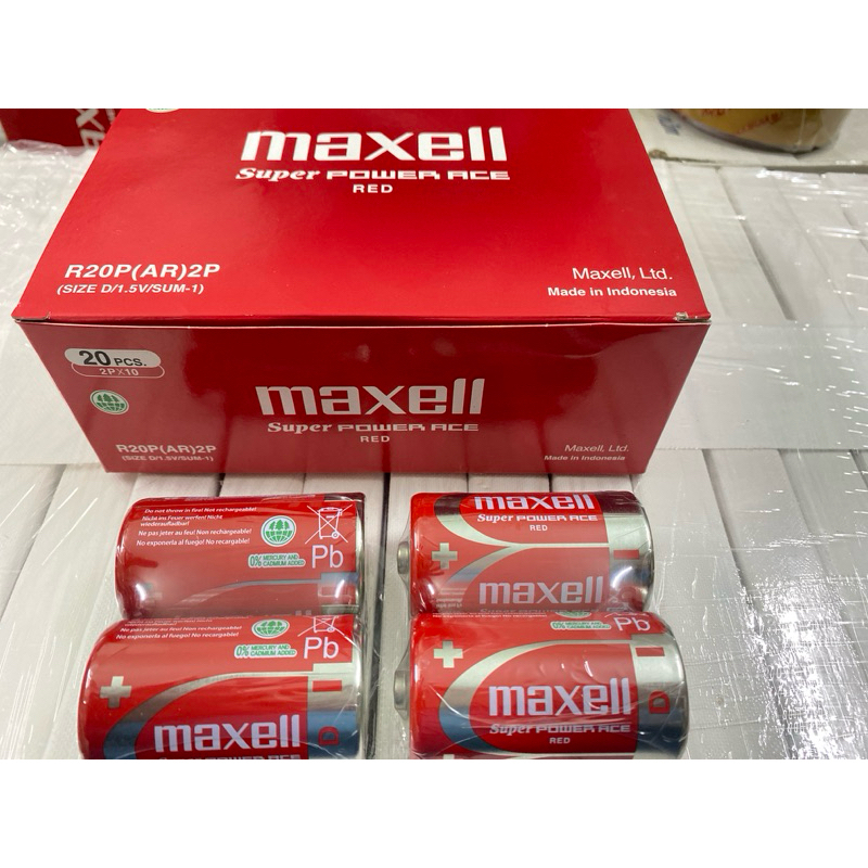 HỘP 20 VIÊN PIN ĐẠI MAXELL 1,5V R20P(AR) CHÍNH HÃNG (SIZE D)