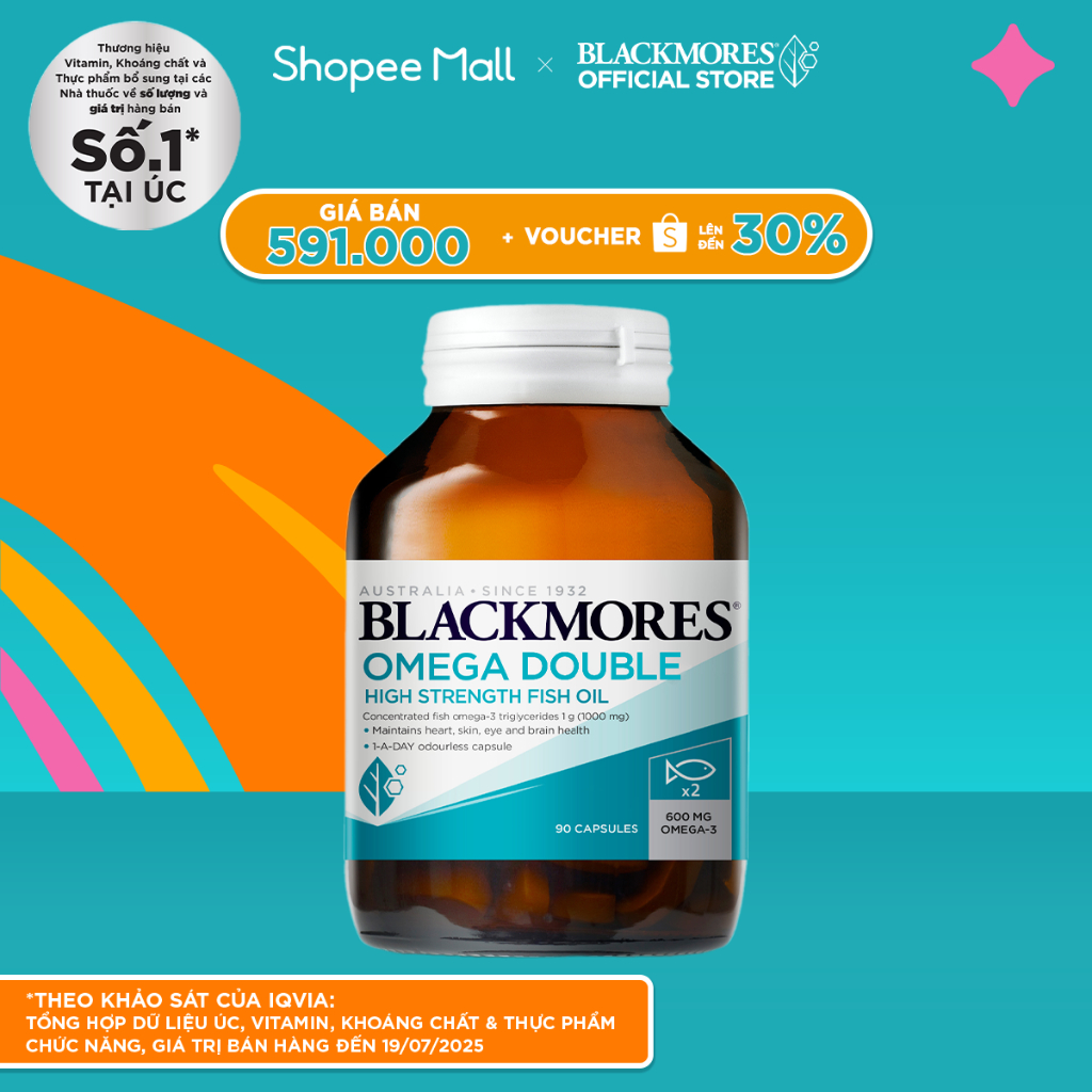  LIVESTREAM  Viên Uống Dầu Cá Bổ Sung Omega Hỗ Trợ Cho Tim Mắt và Da Blackmores Double Omega High Strength Lọ 