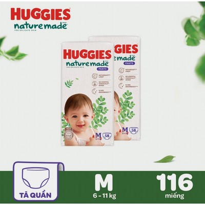 [Hannah Olala] Combo 2 Tã Quần Huggies Platinum Nature Made M58/L44/XL38/XXL26