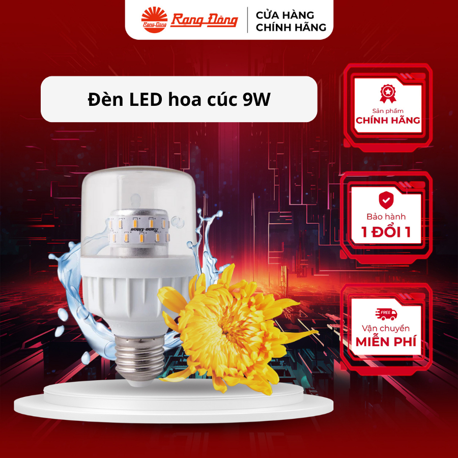 Đèn LED trồng hoa cúc 9W Rạng Đông, Model: TR60.HC/9W
