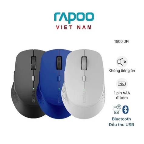 Chuột không dây RAPOO M300 Silent (không tiếng) + Bluetooth + USB Wireless 2.4GHz