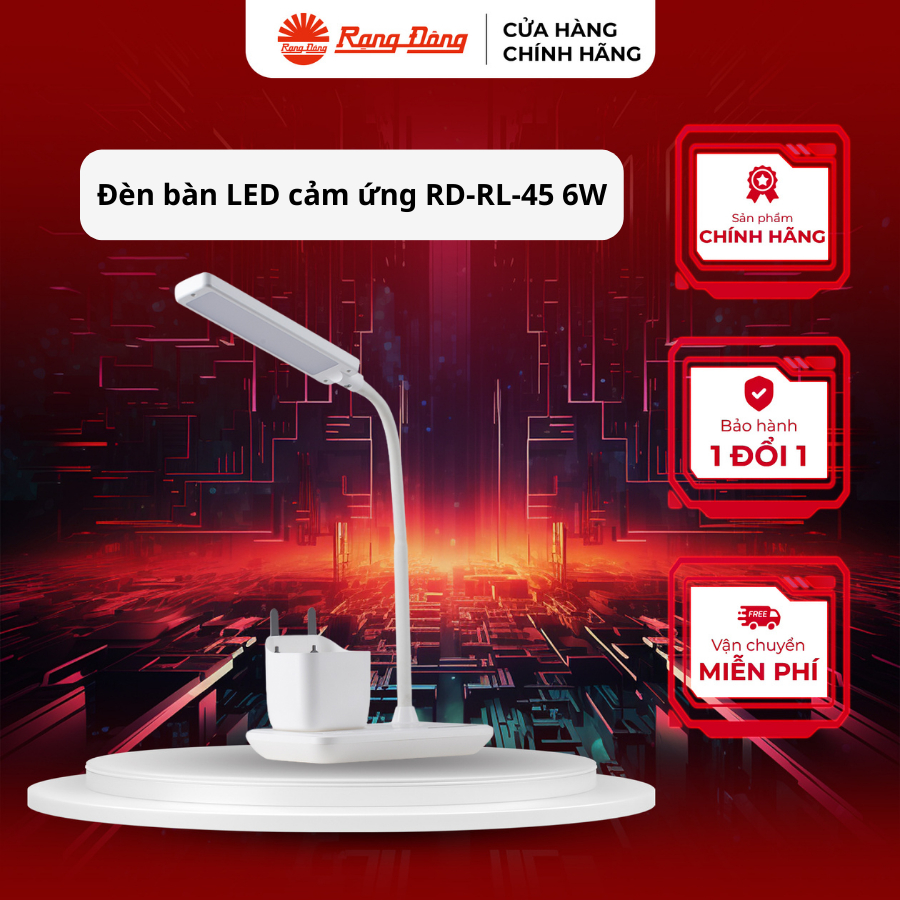 Đèn bàn học cảm ứng cao cấp Rạng Đông 8W, Model RD-RL-45 8W