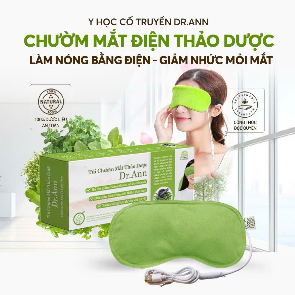Chườm Mắt Điện Thảo Dược Dr.Ann, Chườm Mắt Thư Giãn Dễ Ngủ, Bịt Mắt Ngủ Thảo Dược Dr.Ann