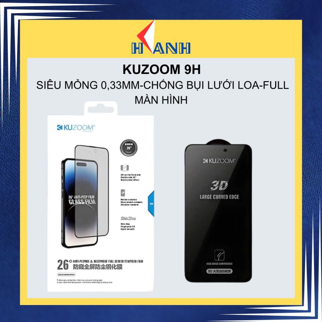 CƯỜNG LỰC IPHONE KUZOOM CHỐNG NHÌN TRỘM 360 ĐỘ CÔNG NGHỆ BO CẠNH 2.5D