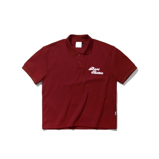 Stressmama - POLO CORE COLLAR SHIRT BOXY RED BURGUNDY - Áo thun có cổ tay ngắn nam nữ đỏ 