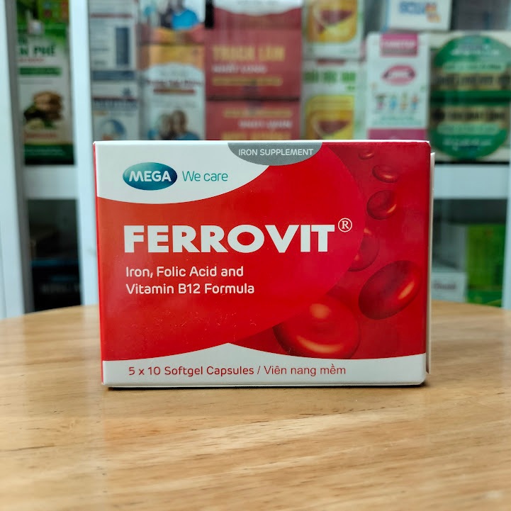 Ferrovit C MEGA We care phòng ngừa thiếu máu do thiếu sắt (5 vỉ x 10 viên)