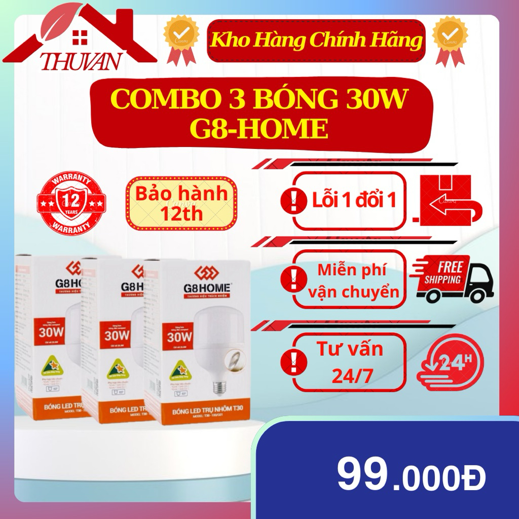 COMBO 3 bóng đèn led 30W G8-HOME