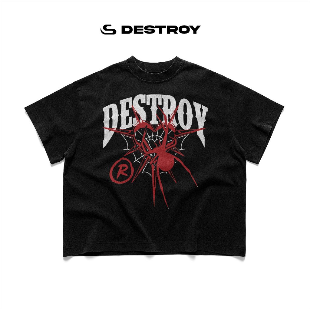 Áo thun Destroy Spider Print Short Sleeve T-Shirt - Cotton - Brand Destroy Studio | BigBuy360 - bigbuy360.vn