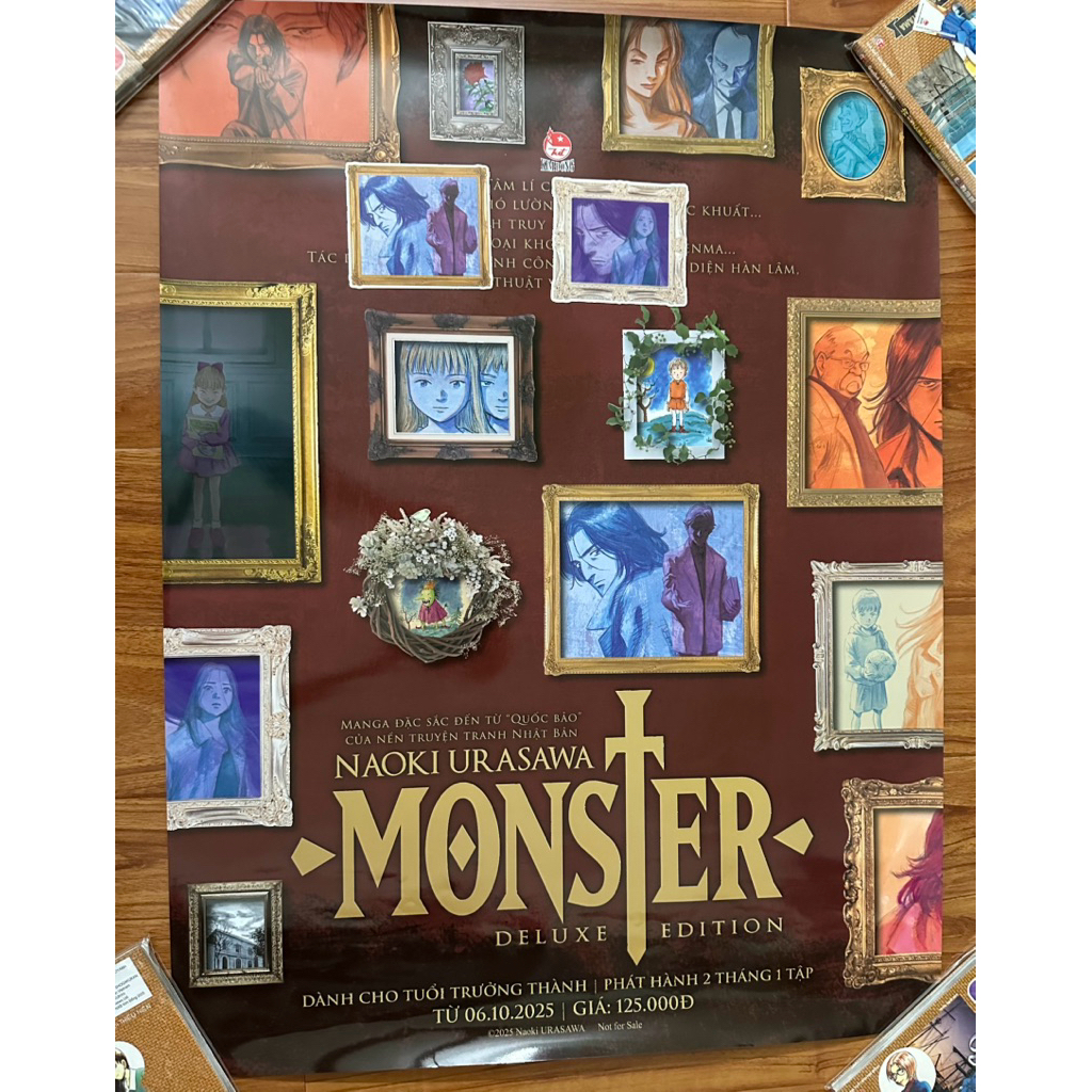 combo full đồ offline monster gồm poster a1 + 3 postcard + manga 1