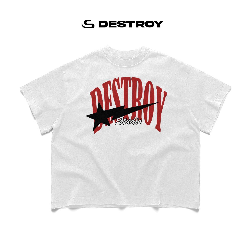 Áo thun Boxy Destroy Studio Laser Star - Áo Phông Nam Nữ BOXY Cotton - Áo thun nam nữ Destroy Studio