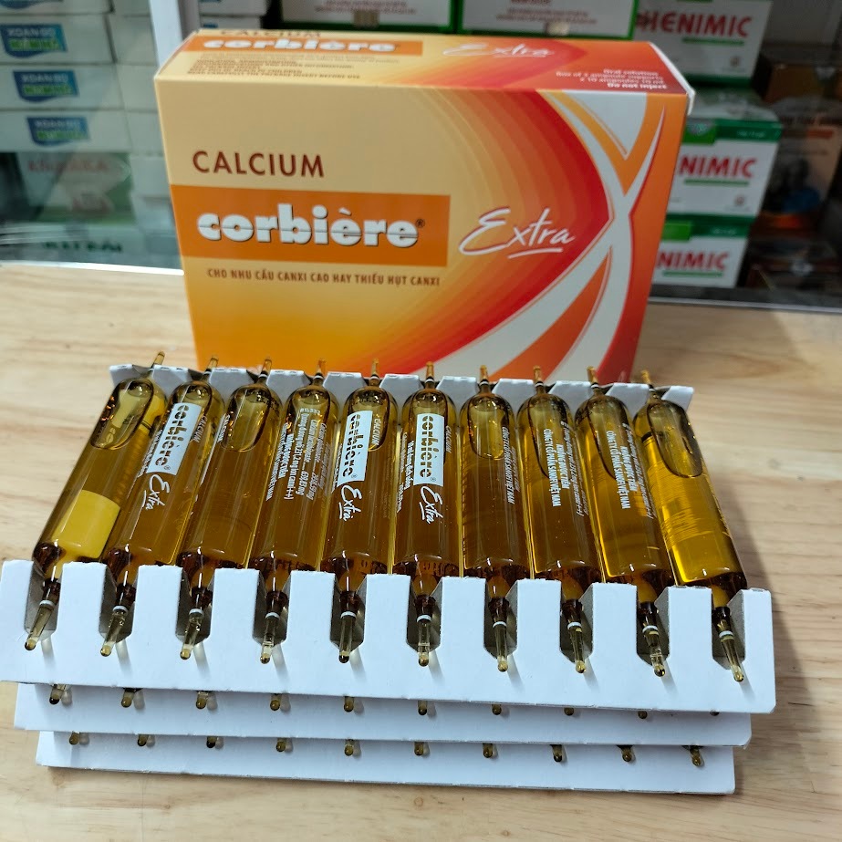 Calcium Corbiere EXTRA (hộp 30 ống) cho nhu cầu canxi cao hay thiếu hụt canxi.