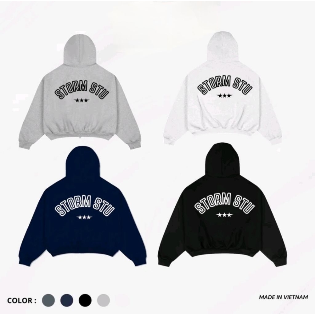 Áo Khoác Hoodie Zip Form Boxy STORM.STU - Chất Nỉ Bông Dày Dặn form rộng khoác ngoài nam nữ - shopao