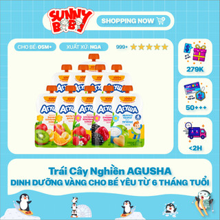   NGA  Trái Cây Nghiền AGUSHA Túi 90G - Mix Vị - Bổ Sung Vitamin An Toàn Cho Bé Từ 6 Tháng Tuổi 