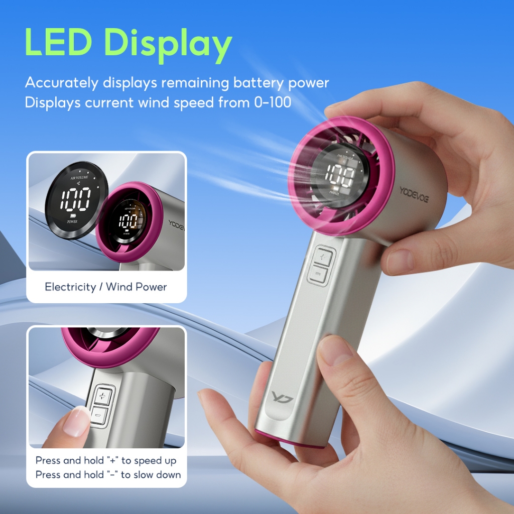 YODEVOE B01 Quạt Cầm Tay Giao Mạnh 10 m/s Điều Chỉnh 100 Cấp Độ Pin Dung Lượng Lớn Dùng 9 Giờ Thiết Kế Nhỏ Gọn Dễ Mang T | BigBuy360 - bigbuy360.vn
