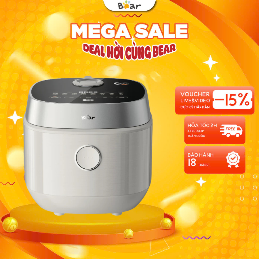 Nồi cơm điện đa năng 4L Bear RC-4H40Y (DFB-J40Q5), 800W, Lòng nồi Chống dính, Nấu Cơm,Cháo,Hẹn giờ