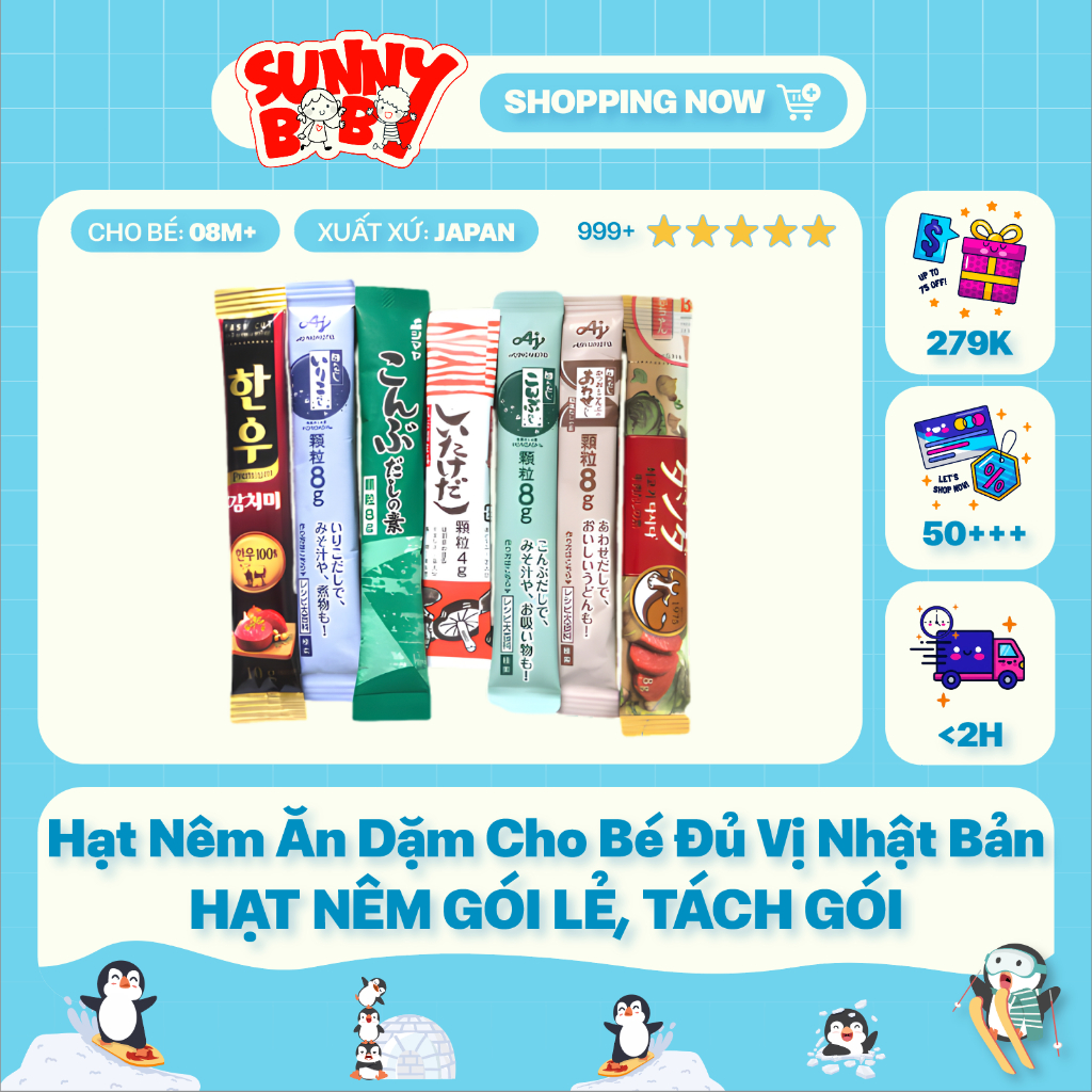 [GÓI LẺ] Hạt nêm ăn dặm cho bé đủ vị Nhật Bản - Hạt nêm gói lẻ, tách gói