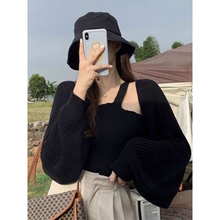 áo khoác len móc nhẹ tay bồng