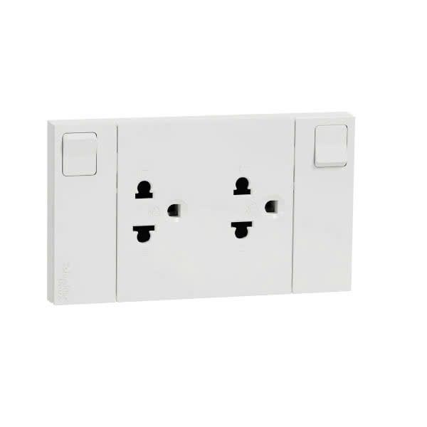 (Hàng chính hãng) Ổ cắm đôi 3 chấu 16A có công tắc M3T_SIS_WE, Chính hãng Schneider electric