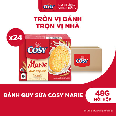 [Video VC 20%] Thùng 24 Hộp Bánh Quy Sữa Cosy Marie 48g 