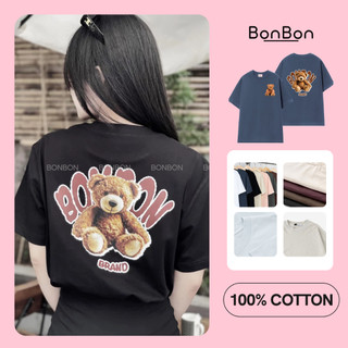 Áo thun gấu Teddy tay lỡ form rộng unisex 100% cotton mát co giãn 2 chiều - AH2521