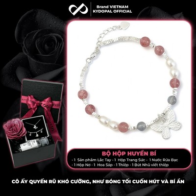 [HCM Hỏa Tốc] Lắc tay bạc nữ KYDOPAL hạt bạc vỡ charm hồ điệp, điểm trai mix đá phong thủy tự nhiên - PAL9C11L17