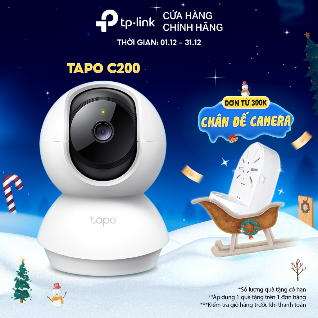 Camera Wifi Trong Nhà TP-Link Tapo C200/TC71/C211/C220/C202/C212/C222/C230 2MP/3MP/5MP/2K QHD Quay 360 độ