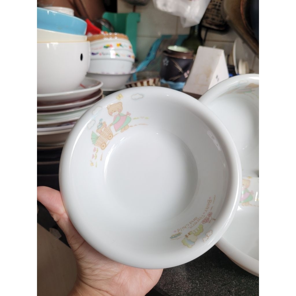 Tô chẹt rộng vành gấu NYCK IZAWA Dễ thương Vintage Gốm nhật xinh đẹp